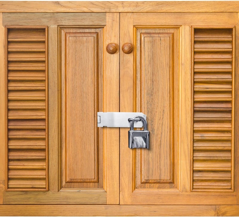 Arcjunys Door Locks Hasp Latch 4 Inch Lock Latch Stainless Steel Hasp Lock Extra Thick Door Hasp Locking Hasp Door Hasp Latch Gate Lock Hasp with Screws for Fence Doors Cabinets Closets Sliver - Image 3
